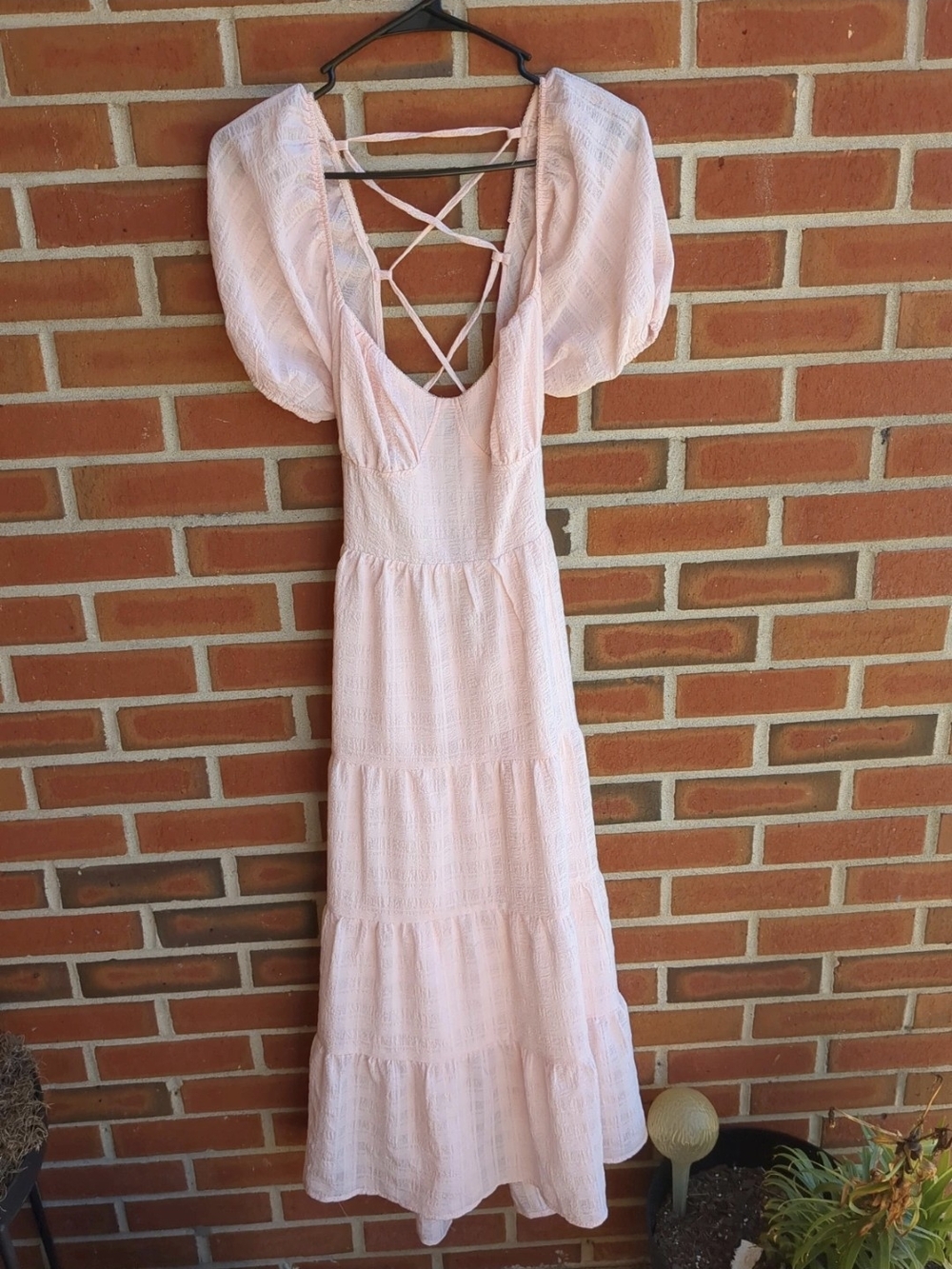 Pink Puff Sleeve Maxi Dress